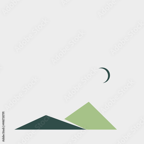 Geometric Mountains silhouette landscape art poster illustration