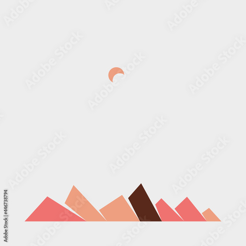 Geometric Mountains silhouette landscape art poster illustration