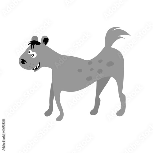 hyena in 2d cartoon style. flat isolated vector