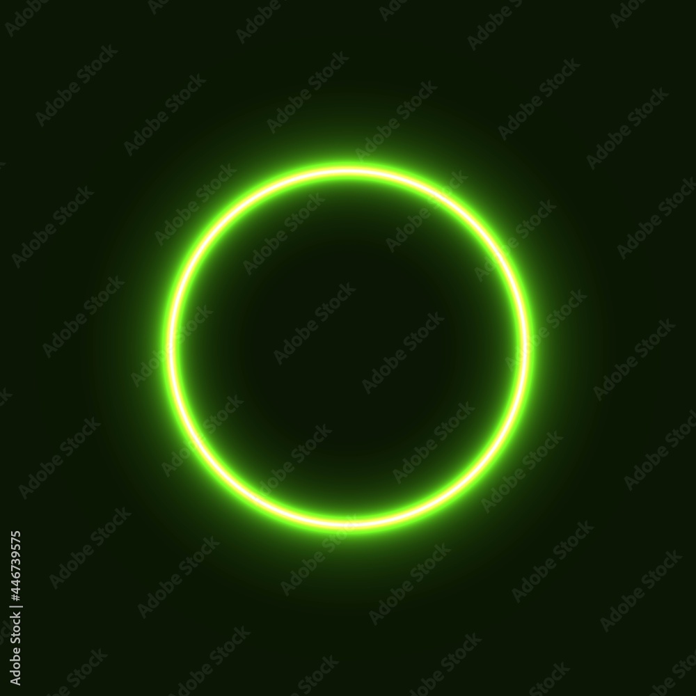 green abstract neon circle glowing in the dark. design element for poster, banner, advertisement, print.neon illustration green abstract neon circle glowing in the dark. design element for poster, banner, advertisement, print.neon illustration