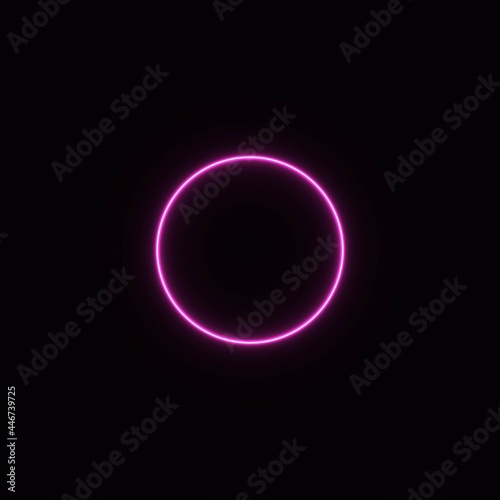 pink abstract neon circle glowing in the dark. design element for poster, banner, advertisement, print.neon illustration