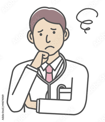 Young male doctor gesture variation illustration | thinking, worried, trouble
