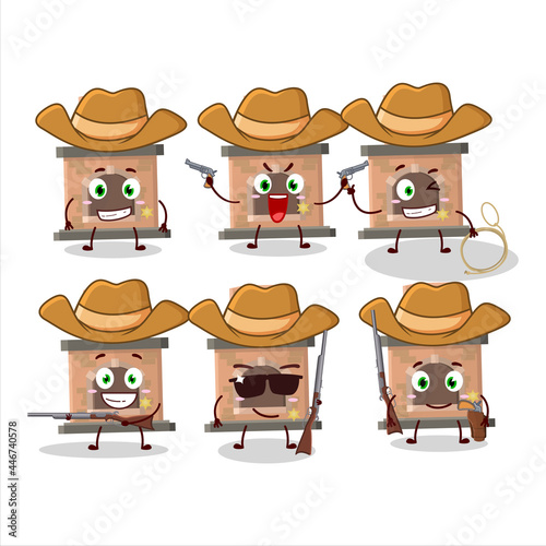 Cool cowboy house fireplaces cartoon character with a cute hat
