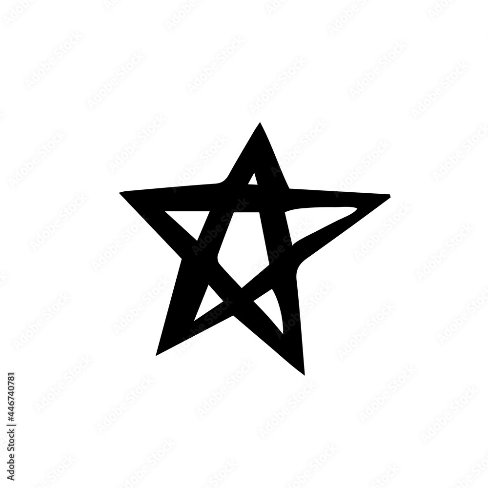 Star symbol. Black ink vector illustration. Witch element. Halloween design. Isolated on white background. Star symbol. Black ink vector illustration. Witch element. Halloween design. Isolated on white background.