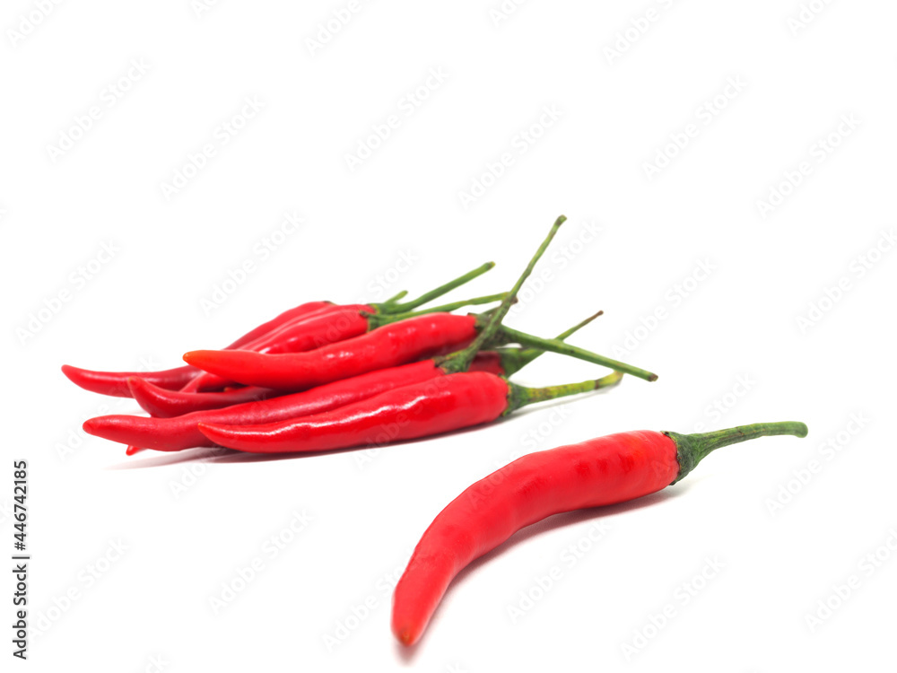 Closeup freshness red chilli on isolated white