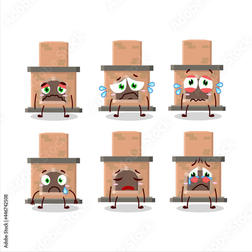 House fireplaces cartoon character with sad expression