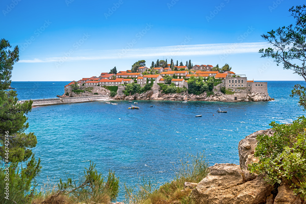Picturesque Sveti Stefan island in Montenegro