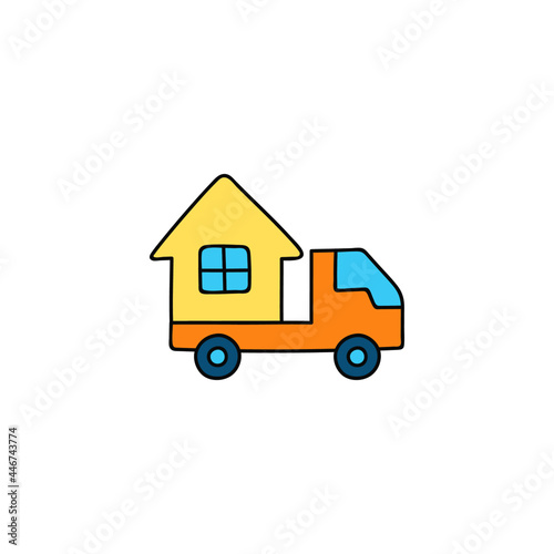 house, moving house relocation icon in color icon, isolated on white background 