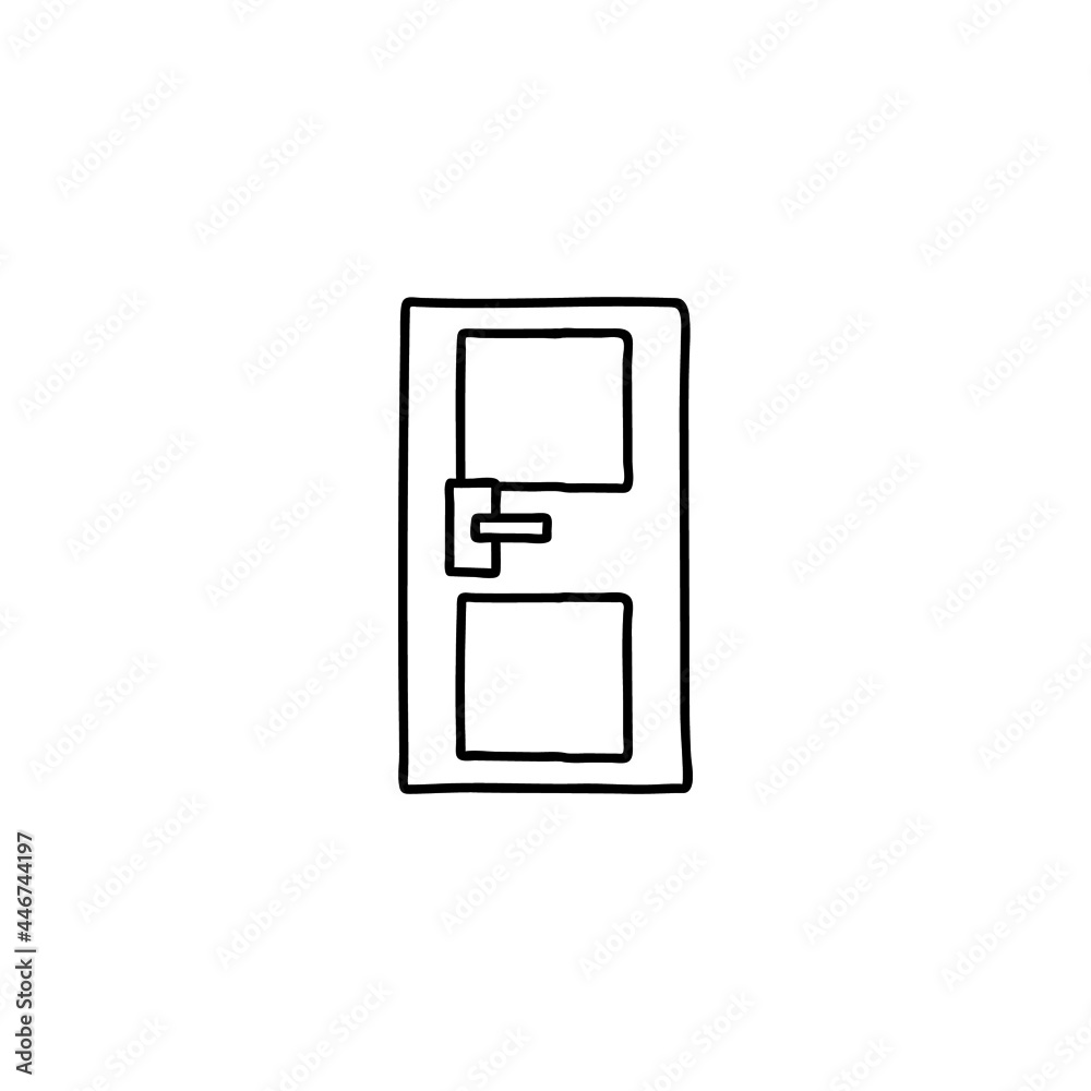 door, wooden entrance icon in flat black line style, isolated on white background door, wooden entrance icon in flat black line style, isolated on white background