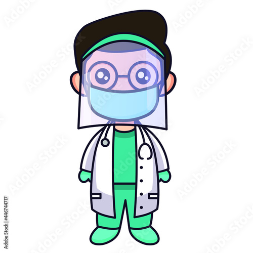 Cute doctor vector illustration isolated on white background. Doctor cartoon illustration.