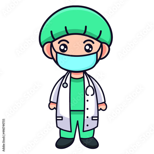 Cute doctor vector illustration isolated on white background. Doctor cartoon illustration.