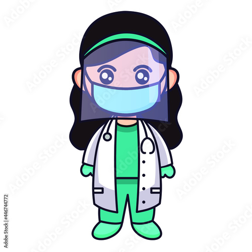 Cute doctor vector illustration isolated on white background. Doctor cartoon illustration.