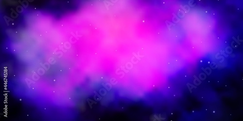 Dark Pink, Blue vector layout with bright stars.