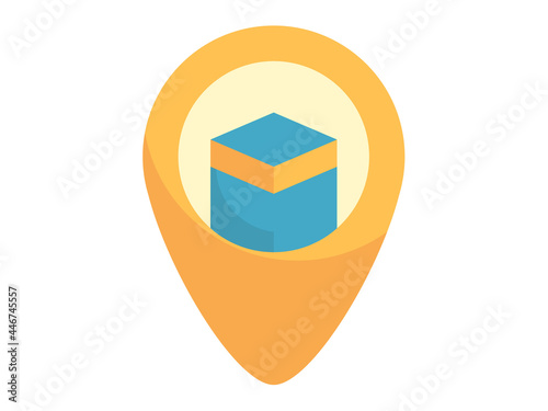 kaba mecca pin location single isolated icon with flat style