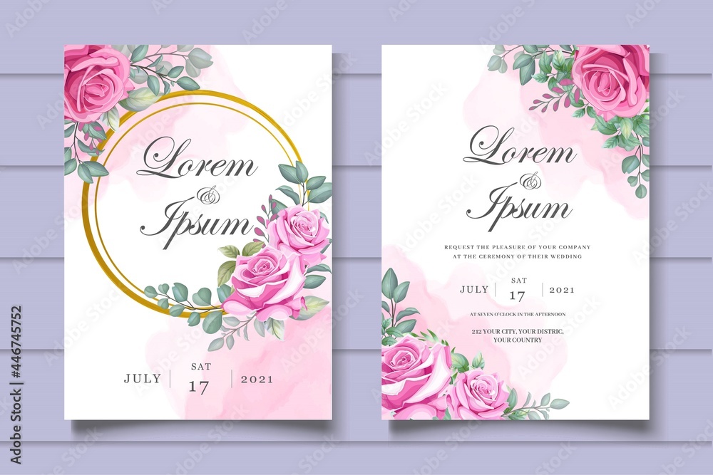 Hand drawn floral invitation card template Hand drawn floral invitation card template