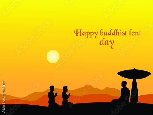 Silhouette of buddhist lent day