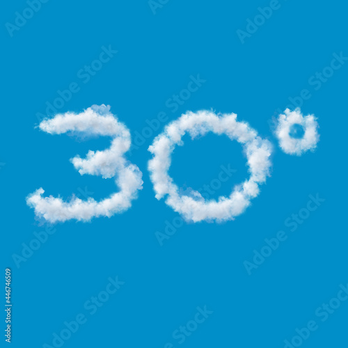 thirtieth anniversary, numbers made of clouds, 3d illustration