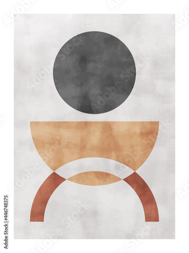 Abstract  geometric watercolor  background. Modern  art composition, design for cover, wallpaper,  home decoration, wall art.