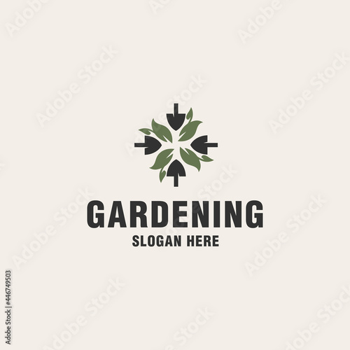 Shovel leaf logo template on monogram style