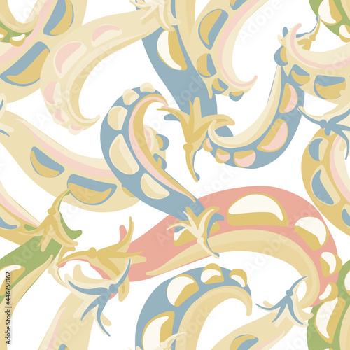 Seamless vector colorful pattern design illustration of cartoon peas in pastel tones © Tatiana Lapteva