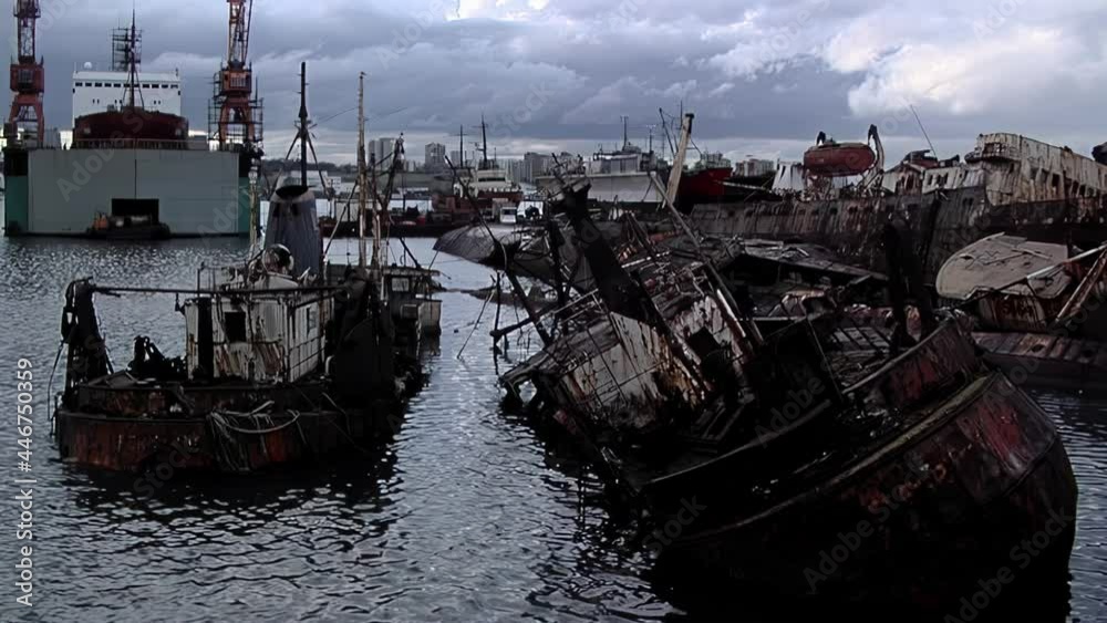 Abandoned Fishing Vessels in the Harbor of Mar del Plata, Argentina. Abandoned Fishing Vessels in the Harbor of Mar del Plata, Argentina.