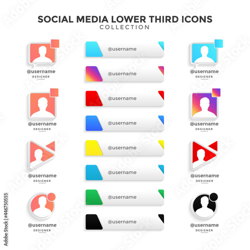 social media lower third icons collection template vector