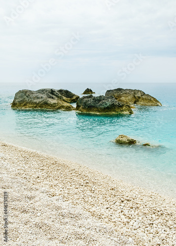 View at Ionian sea with rocks