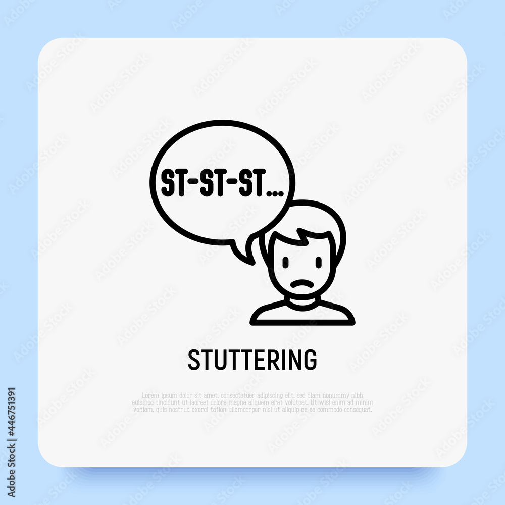 Stuttering thin line icon. Speech disorder. Word repetition. Vector illustration.