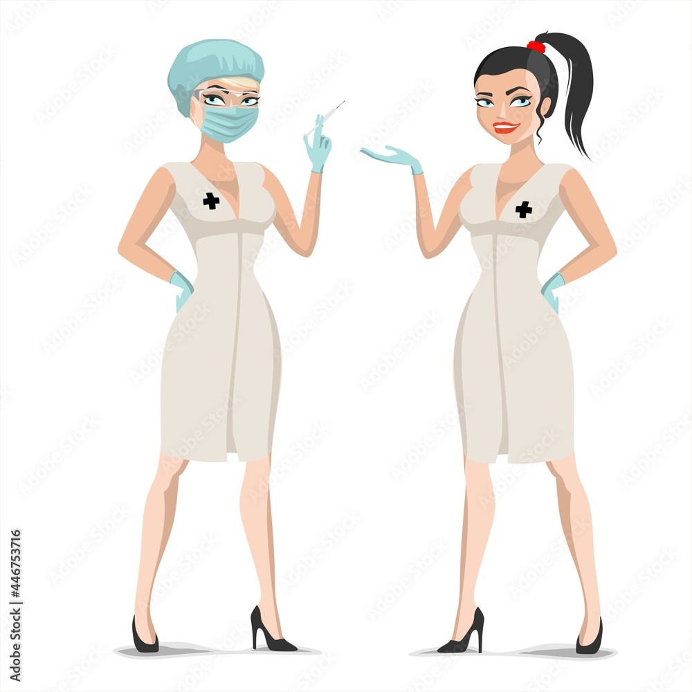 beautiful nurse puts coronavirus vaccine