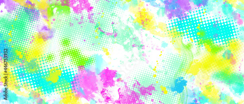 近未来的サイバーパンクネオンカラー水彩画テクスチャ背景画像素材