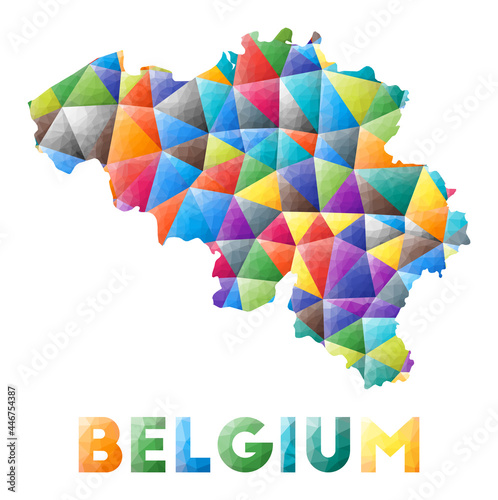 Belgium - colorful low poly country shape. Multicolor geometric triangles. Modern trendy design. Vector illustration.