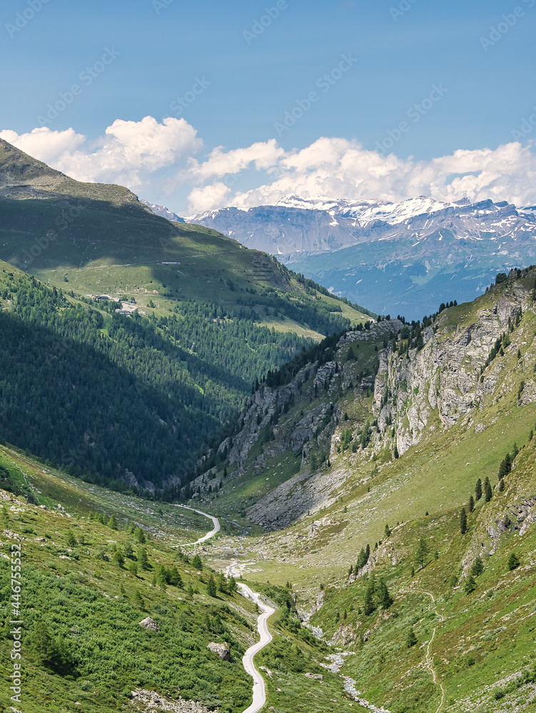 View of a part of the Swiss alpine valley 