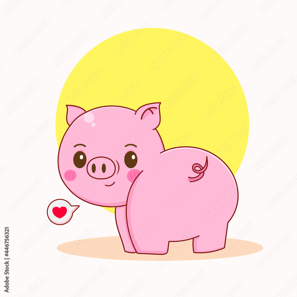 Cute pig cartoon character illustration Cute pig cartoon character illustration