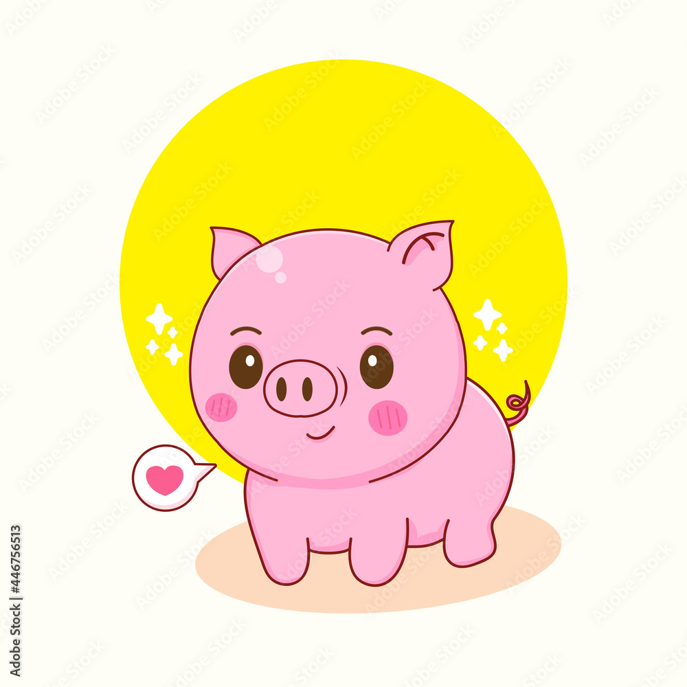 Cute pig cartoon character illustration Cute pig cartoon character illustration