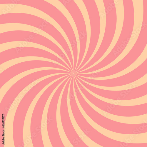 Sunlight swirl rays wide background. pink spiral burst wallpaper.