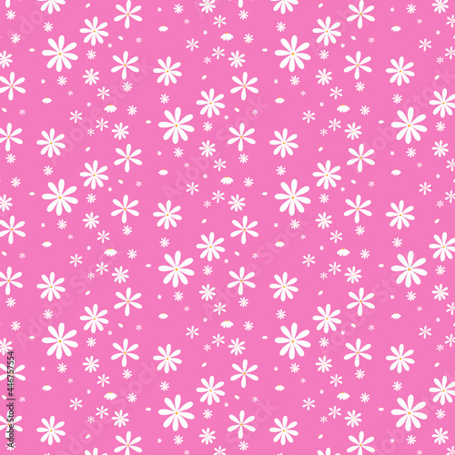 Patter with daisies. in the style of the 60s.  Seamless pattern with flowers . Kids room .