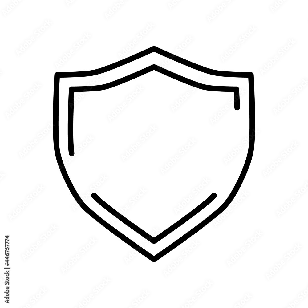 Defence flat icon. Shield pictogram for web. Line stroke. Isolated on white background. Outline vector eps10 Defence flat icon. Shield pictogram for web. Line stroke. Isolated on white background. Outline vector eps10