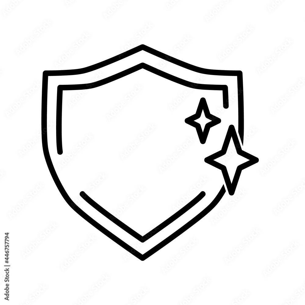 Defence flat icon. Shield pictogram for web. Line stroke. Isolated on white background. Outline vector eps10 Defence flat icon. Shield pictogram for web. Line stroke. Isolated on white background. Outline vector eps10