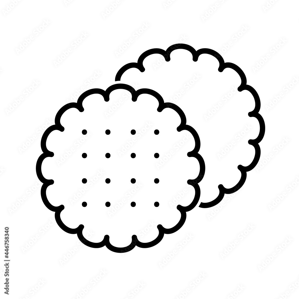 Biscuit flat icon. Pictogram for web. Line stroke. Cookie isolated on white background. Outline vector eps10 Biscuit flat icon. Pictogram for web. Line stroke. Cookie isolated on white background. Outline vector eps10