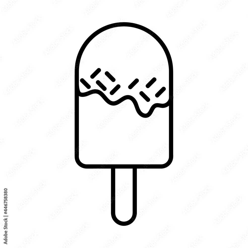 Ice cream flat icon. Pictogram for web. Line stroke. Dessert isolated on white background. Outline vector eps10 Ice cream flat icon. Pictogram for web. Line stroke. Dessert isolated on white background. Outline vector eps10
