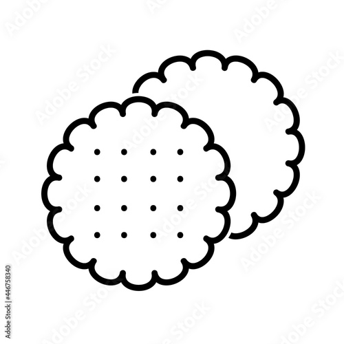 Biscuit flat icon. Pictogram for web. Line stroke. Cookie isolated on white background. Outline vector eps10