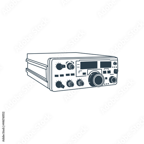 Ham radio vector line art isolated on white background.