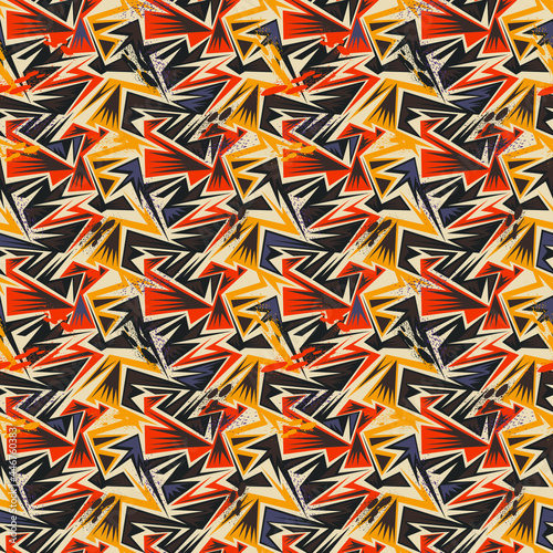 Seamless abstract urban pattern with curved geometry elements 