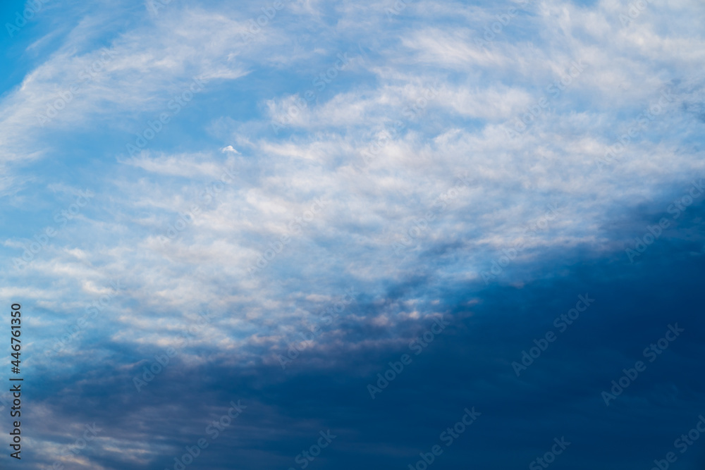 Beautiful blue sky with dark clouds. Daytime sky Beautiful blue sky with dark clouds. Daytime sky