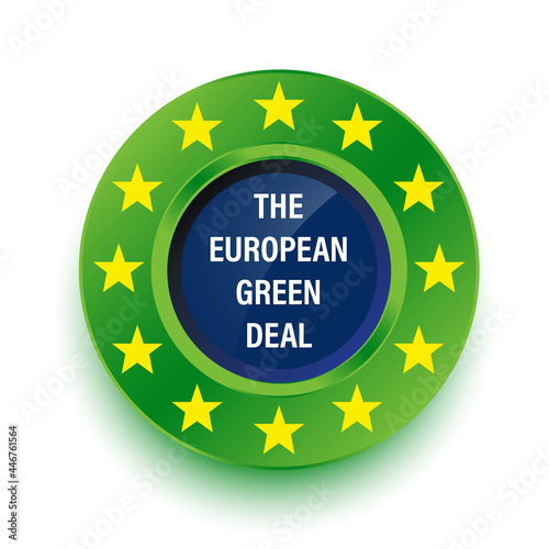 European label "the european green deal" for the reduction of greenhouse gases, in vector