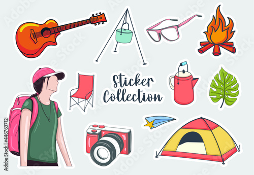 Colorful Hand drawn stickers collection