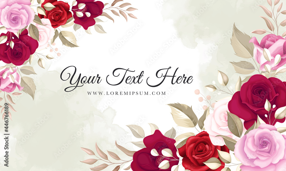 Elegant floral background with beautiful marroon roses