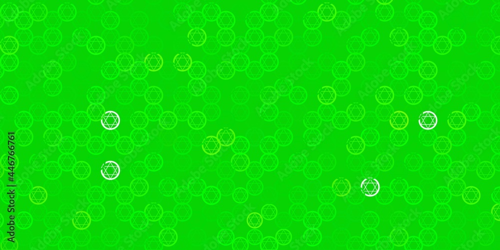 Light Green vector background with occult symbols.
