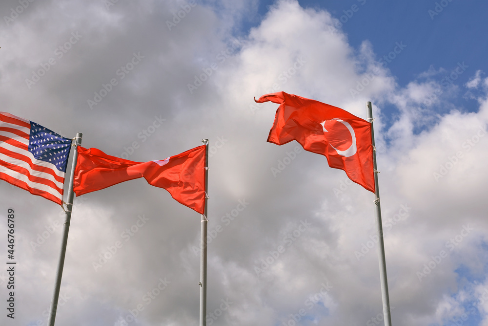 flags of the world against blue sky flags of the world against blue sky