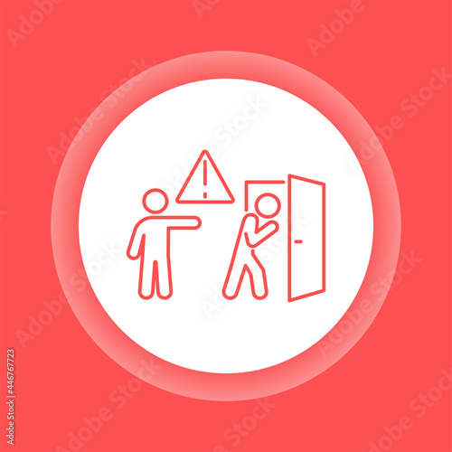 Discredit color button icon. Humiliation, insulting a person concept.